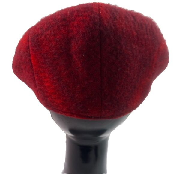 Burberry Wool/ Cashmere Beret Plaid Men’s Hat Size Medium, Red, London. - Picture 3 of 9